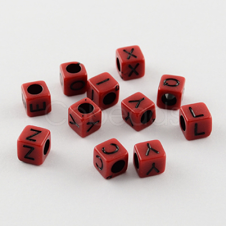 Mixed Letters Opaque Acrylic Cube Beads SACR-S177-03-1