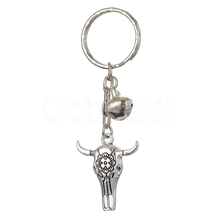 Tibetan Style Alloy Bull Head Kcychain KEYC-JKC00562-01-1