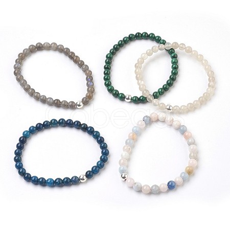 Natural Mixed Stone Beads Stretch Bracelets BJEW-JB03836-1