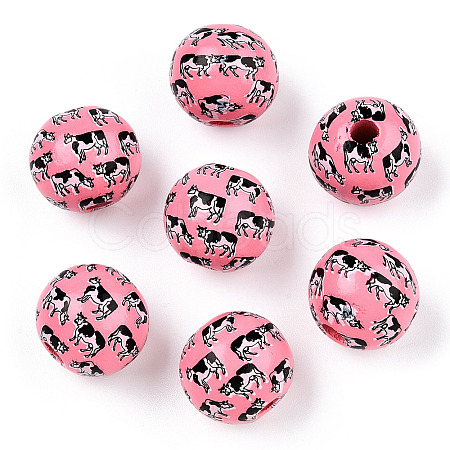 Printed Schima Wooden Beads WOOD-T021-107A-1