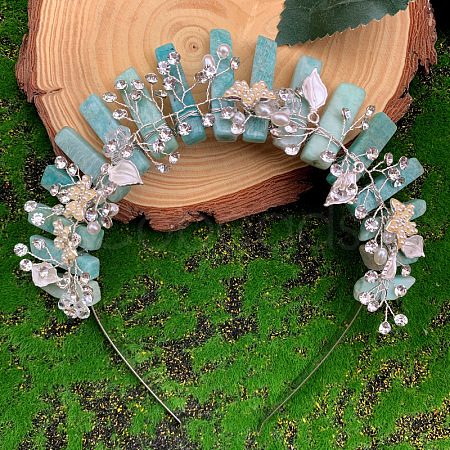 Natural Amazonite Hair Bands PW-WG7316B-08-1