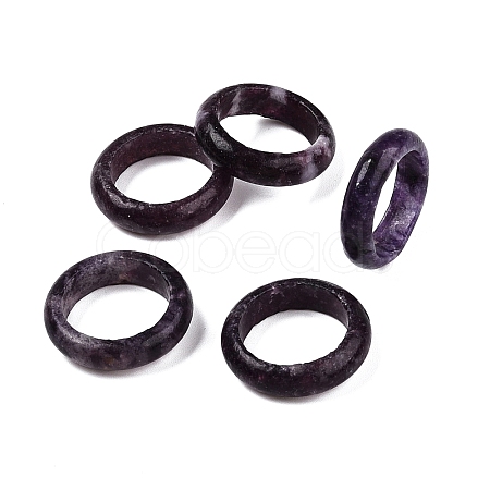 Natural Lepidolite/Purple Plain Band Rings for Unisex PW-WG25917-01A-1