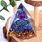 Pyramid Resin Energy Generators, Reiki Natural Amethyst & Lapis Lazuli Chips Inside for Home Office Desk Decoration, 50mm