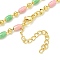 Brass Enamel Column Link Chain Necklaces, Real 18K Gold Plated, Lead Free & Cadmium Free & Nickel Free, Long-Lasting Plated, Colorful, 17.72 inch(45cm)