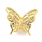 Brass Cubic Zirconia Beads, Long-Lasting Plated, Lead Free & Cadmium Free, Butterfly, Real 18K Gold Plated, 15x17x8mm, Hole: 3mm