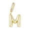 Brass Micro Pave Clear Cubic Zirconia Pendants, Long-Lasting Plated, letters, Letter M, 19x15x4.5mm, Hole: 8.5x5.5mm