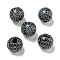 Printed Wood European Beads, Halloween Theme Beads, Round, Black, 15.5~16mm, Hole: 4~4.5mm