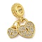 Rack Plating Brass Micro Pave Clear Cubic Zirconia European Dangle Charms, Heart Lock Large Hole Pendants, Long-Lasting Plated, Cadmium Free & Lead Free, Real 18K Gold Plated, 24mm, Hole: 4.8mm