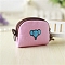 Animal Canvas Wallets, Bag with Keychain Clasp, Pearl Pink, 11x11.5x2cm