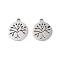 Non-Tarnish 316 Surgical Stainless Steel Charms, Laser Cut, Flat Round Charm, Stainless Steel Color, Tree, 14.5x12.5x1mm, Hole: 1.5mm