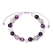 Gemstone Braided Bead Bracelets for Women Girl, with Brass Beads, Round, Inner Diameter: 1-7/8~3-1/8 inch(4.7~8cm)