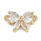 Brass Clear Cubic Zirconia Connector Charms, Butterfly Links, Real 18K Gold Plated, 9x15x4mm, Hole: 1.2mm