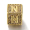 Brass Cubic Zirconia Beads, Letter N, Square, Letter N, 9.5x9.5x9.5mm, Hole: 6mm