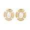 316 Surgical Stainless Steel & CCB Imitation Pearl Stud Earrings for Women, Real 18K Gold Plated, Oval, 23x20mm