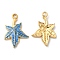 304 Stainless Steel Enamel Pendants, Real 18K Gold Plated, Maple Leaf Charm, Steel Blue, 22x15x2mm, Hole: 1.6mm