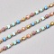 3.28 Feet Handmade Glass Seed Beaded Chains, with Stainless Steel Cable Chains, Unwelded, Golden, Pale Turquoise, Golden, 1x0.9mm