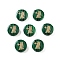 Synthetic Malachite Beads, with Golden Tone Brass Slices, Flat Round with Constellations, Virgo, 15x4mm, Hole: 1mm