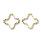 Brass Linking Rings, Cadmium Free & Lead Free, Textured Star, Real 24K Gold Plated, 10x10x1mm, Inner Diameter: 9x9mm