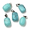 Synthetic Turquoise Pendants, with Stainless Steel Color Plated 201 Stainless Steel Snap on Bails, Rectangle, 20.5~21x11~11.5x11~12.5mm, Hole: 8x4mm