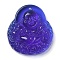 Glass Pendants, Figure of Buddha, Blue, 39.5x36x10.5mm, Hole: 1mm