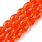 Transparent Glass Beads Strands, Faceted, Oval, Orange Red, 8x5.5mm, Hole: 1mm, about 70pcs/strand, 22.2~22.64''(55.5~57.5cm)