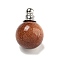 Synthetic Goldstone Perfume Bottle Pendants, with 304 Stainless Steel Findings, Round, 25x16mm, Hole: 2mm