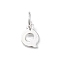 925 Sterling Silver Letter Charms, with Jump Rings and 925 Stamp, Silver Color Plated, Letter Q, 7.5x6x0.8mm, Hole: 4mm