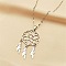 Non-Tarnish Woven Net/Web with Feather 304 Stainless Steel Pendant Necklaces for Women, Stainless Steel Color, 15.98 inch(40.6cm)