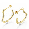 Bamboo Joint Ring Brass Stud Earring for Women EJEW-N011-102-1