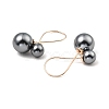 Shell Pearl Round Dangle Stud Earrings EJEW-Z024-07G-2