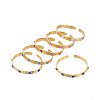 Real 18K Gold Plated Brass Open Cuff Bangle with Enamel Evil Eye for Women BJEW-Q023-014-5