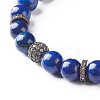 Natural Lapis Lazuli(Dyed) Round Beads Stretch Bracelets Set BJEW-JB06980-03-8