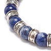 Natural Sodalite & Alloy Beaded Stretch Bracelet BJEW-JB08621-5