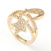 Brass Micro Pave Clear Cubic Zirconia Finger Rings RJEW-L098-006G-2