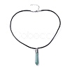 Pointed Natural Gemstone Pendant Necklaces NJEW-JN02550-2