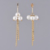 Eco-Friendly Glass Pearl Dangle Stud Earrings EJEW-JE03813-01-3
