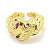 Brass Micro Pave Colorful Cubic Zirconia Cuff Rings RJEW-L113-014G-2