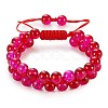 Sparkling Round Glass Braided Bead Bracelet BJEW-SW00082-17-1