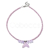 Glass Whale Tail Pendant Necklace with Beaded Chains NJEW-JN04351-2
