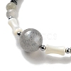 Natural Labradorite Round & Synthetic Non-magnetic Hematite & White Shell Beaded Bracelets for Women BJEW-K251-02E-3