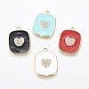 Golden Plated Brass Micro Pave Clear Cubic Zirconia Pendants KK-F807-21-G-1