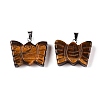 Natural Tiger Eye Carved Butterfly Pendants G-N342-01B-2