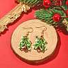 Seed & Imitation Pearl Christmas Tree Dangle Earrings EJEW-MZ00094-2