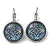 Flower Glass Leverback Earrings with Brass Earring Pins EJEW-Q798-01M-1