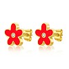 Stainless Steel Enamel Flower Stud Earrings XB5418-3-1