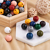 220Pcs 11 Colors Painted Natural Wood European Beads WOOD-TA0001-54-14