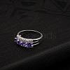 Real Platinum Plated Brass Cubic Zirconia Wide Band Rings RJEW-EE0001-035D-3