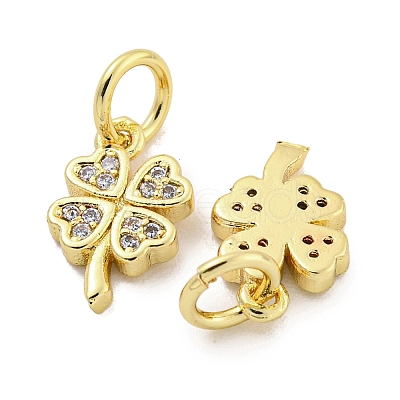 Rack Plating Brass Micro Pave Clear Cubic Zirconia Charms KK-Q814-08G-1