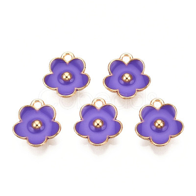 Light Gold Plated Alloy Enamel Pendants X-ENAM-R136-16D-1