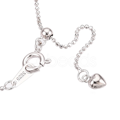 Rhodium Plated 925 Sterling Silver Ball Link Chain Necklaces NJEW-N054-16P-1